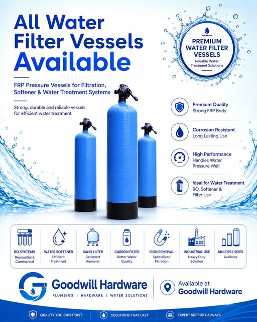 Water Filter Vessel for Goodwill Hardware