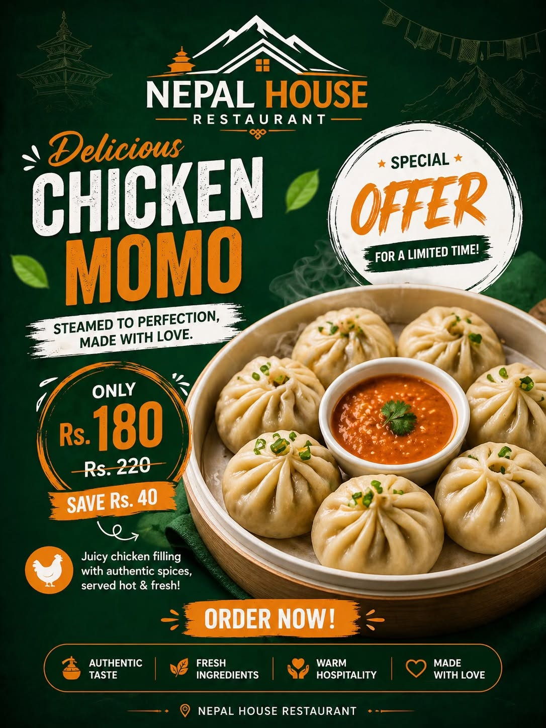 Menu Design 2 for Nepal House Restaurant